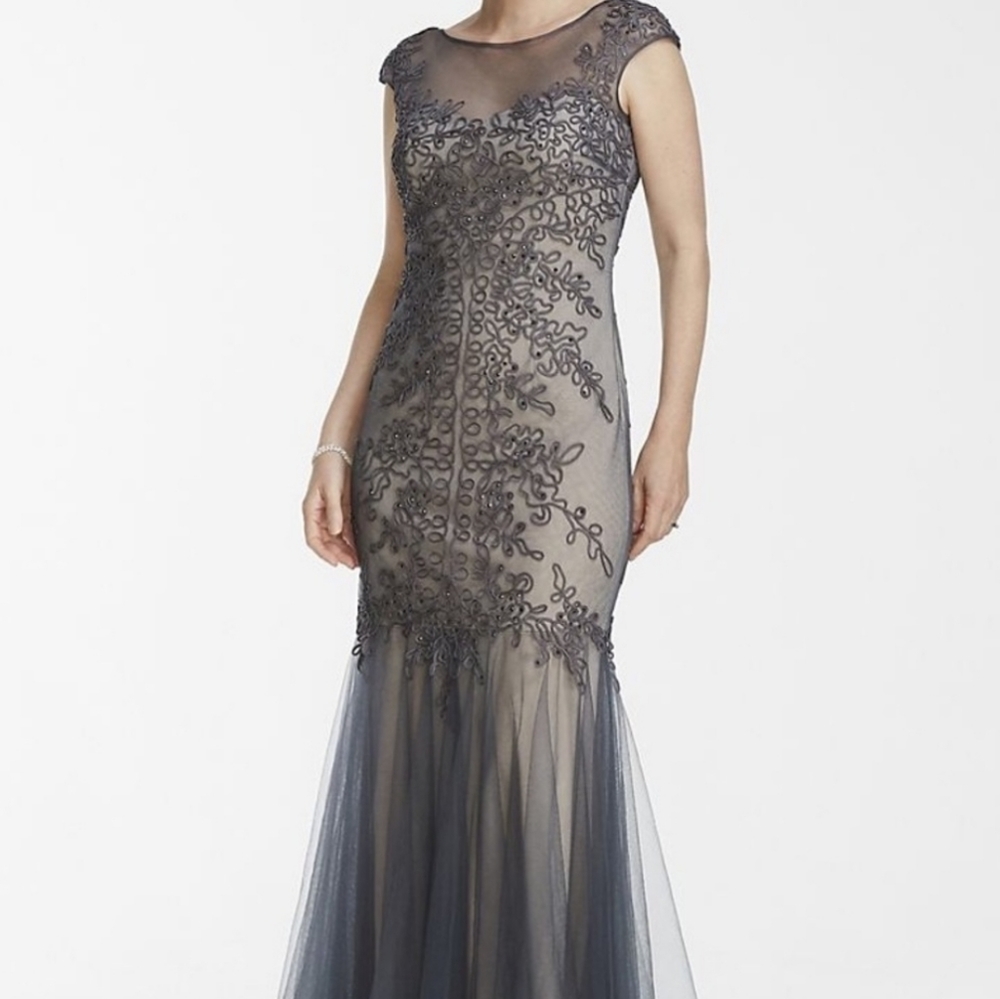Cachet Trumpet Gown With Embroidered Bodice. 57059